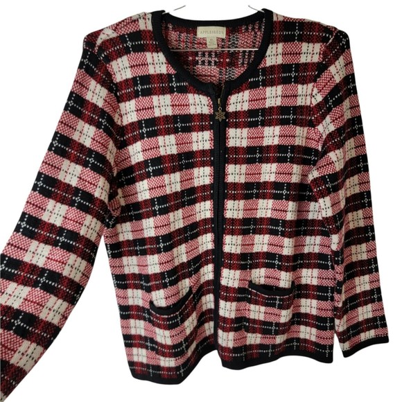 APPLESEED'S Cardigan Plaid Knit  Button Up Cardigan Sweater - Size XL - Picture 1 of 4